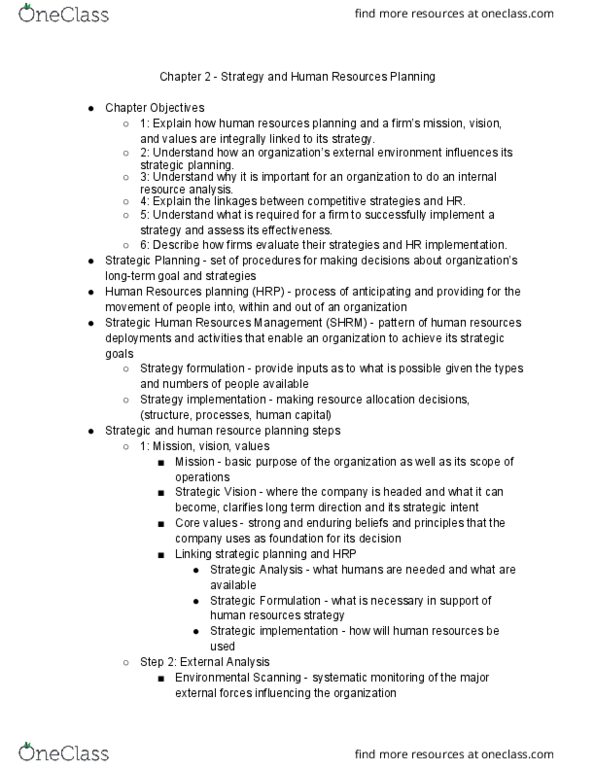 MGHB12H3 Chapter Notes - Chapter 2: Society For Human Resource Management, Human Capital thumbnail