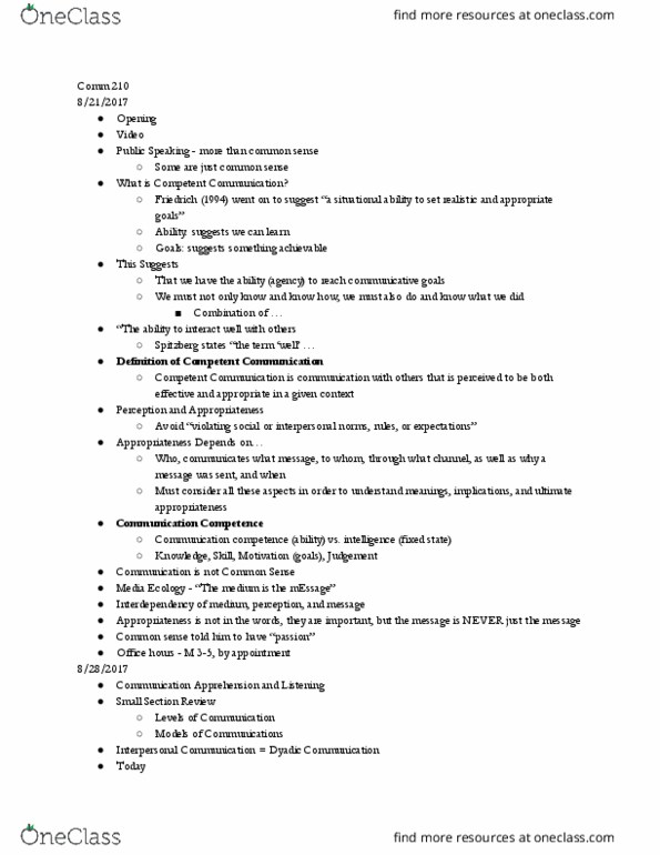 COMM 210 Lecture Notes - Lecture 1: British Association For Immediate Care, Physical Exercise, Tachycardia thumbnail