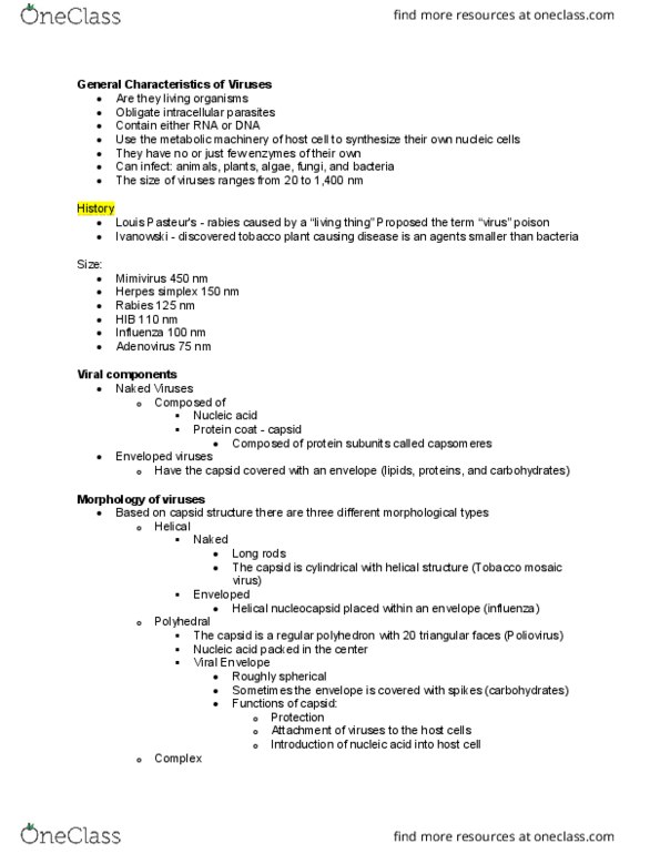 MCB 2000 Lecture Notes - Lecture 6: Tobacco Mosaic Virus, Viral Envelope, Regular Polyhedron thumbnail