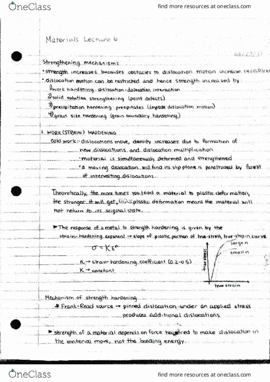 MCG 2360 Lecture Notes - Lecture 6: Solid Solution Strengthening, Precipitation Hardening, Work Hardening thumbnail