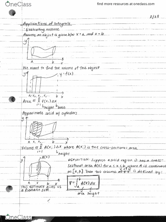 MATH 141 Lecture 1: MATH141 Chapter 6 - Applications of the Integral thumbnail