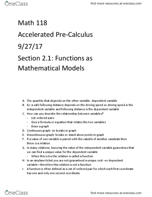 MATH 118 Chapter 2.1: Functions as Mathematical Models thumbnail
