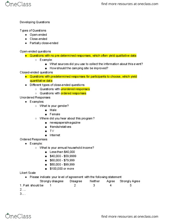 RTM 403 Lecture Notes - Lecture 3: Semantic Differential, Likert Scale, Jargon thumbnail