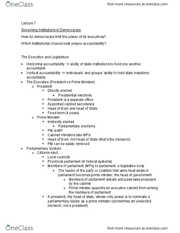 PS 210 Lecture 7: Executive and Legislature: Parliamentary thumbnail