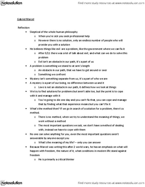 PHIL 115 Lecture Notes - Gabriel Marcel, Totalitarianism thumbnail