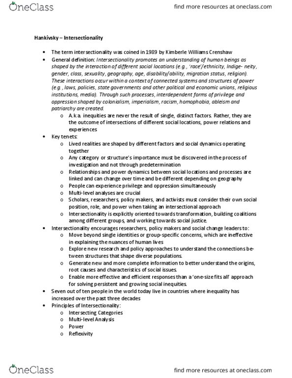 CMST-3720 Chapter Notes - Chapter N/A: Intersectionality, Ableism, Health Equity thumbnail