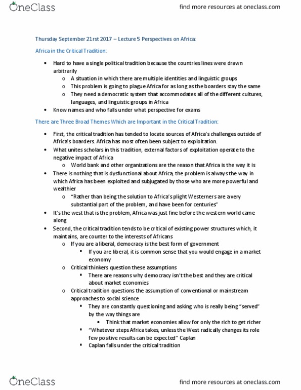 POLS 3000 Lecture Notes - Lecture 5: World Bank, Modernization Theory, Neocolonialism thumbnail