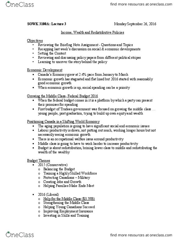 SOWK 3100 Lecture Notes - Lecture 3: Student Loans In Canada, Canada Pension Plan, Young Canadians thumbnail