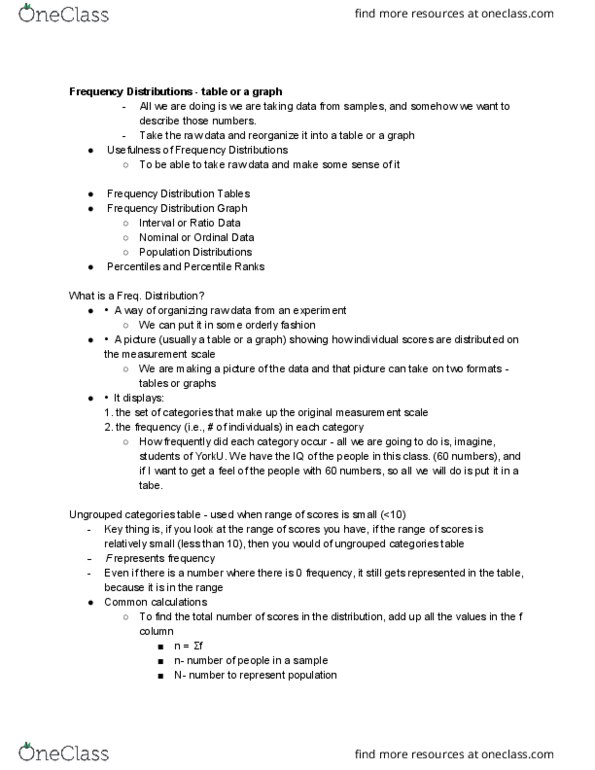 PSYC 2020 Lecture Notes - Lecture 3: Frequency Distribution, Percentile, Descriptive Statistics thumbnail