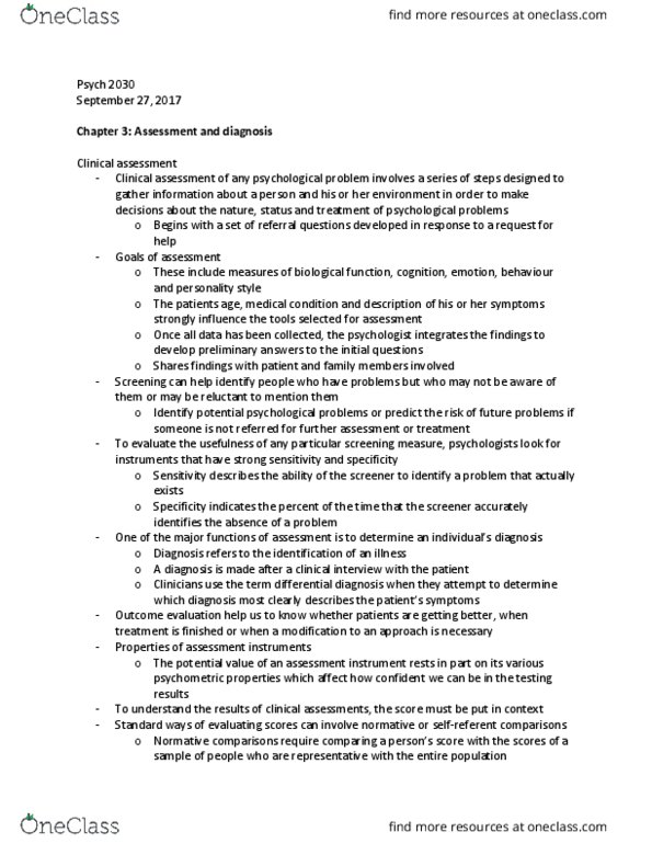 Psychology 2030A/B Chapter Notes - Chapter 3: Unstructured Interview, Concurrent Validity, Criterion Validity thumbnail