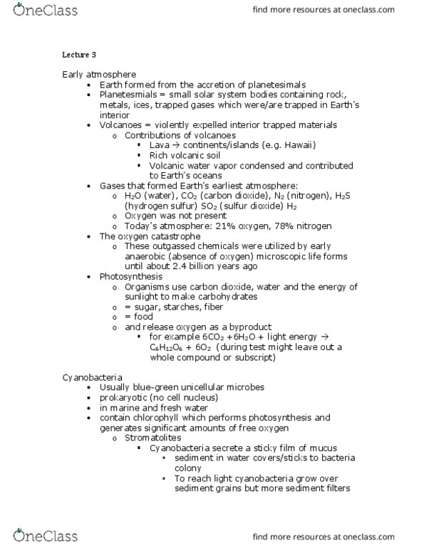 PCS 182 Lecture Notes - Lecture 3: Small Solar System Body, Unicellular Organism, Great Oxygenation Event thumbnail