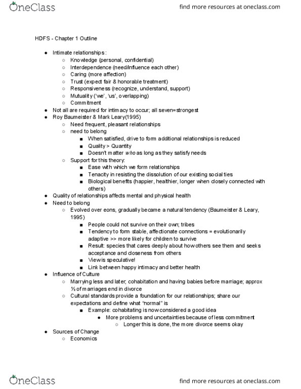 HDFS 1060 Chapter Notes - Chapter 1: Roy Baumeister, Mark Leary, Apache Hadoop thumbnail