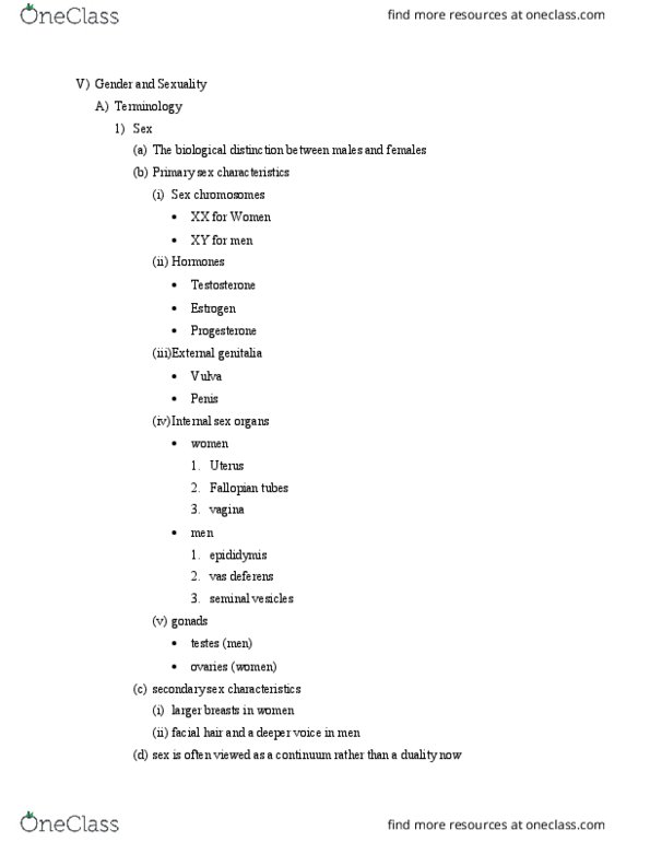 PSYC 4600 Chapter Notes - Chapter 5: Vas Deferens, Allosome, Gender Dysphoria thumbnail