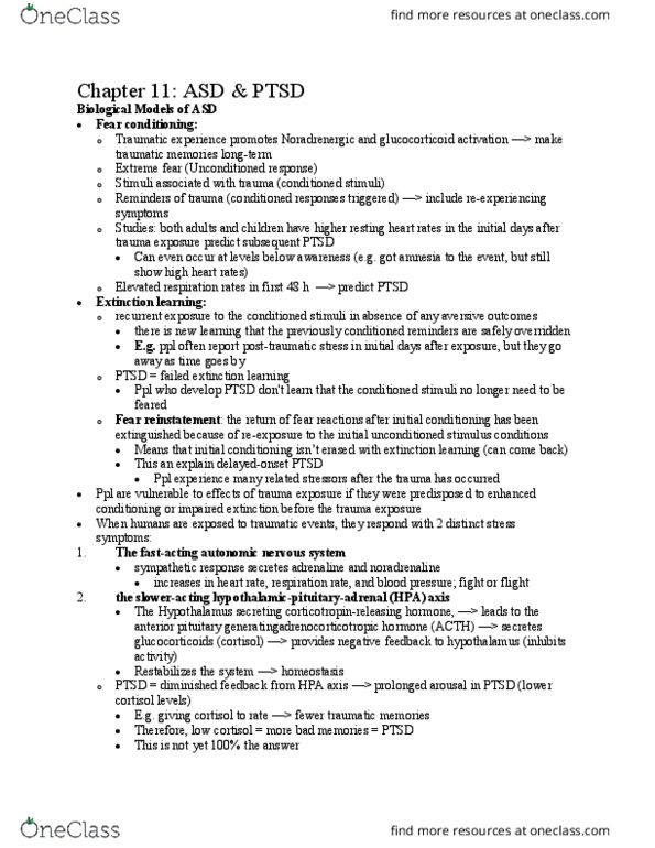 Psychology 3316F/G Chapter Notes - Chapter 11: Anterior Pituitary, Norepinephrine, Propranolol thumbnail