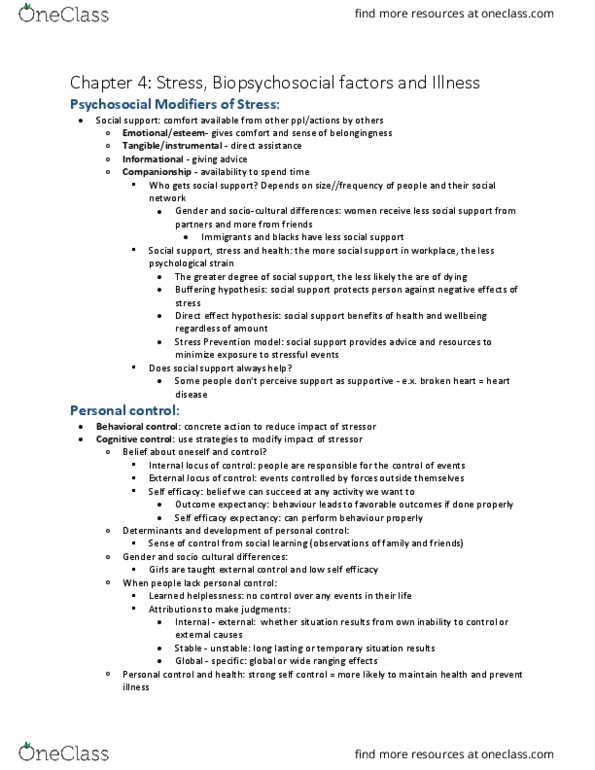 PSYC 2301 Chapter Notes - Chapter 4: Learned Helplessness, Cardiovascular Disease, Executive Functions thumbnail