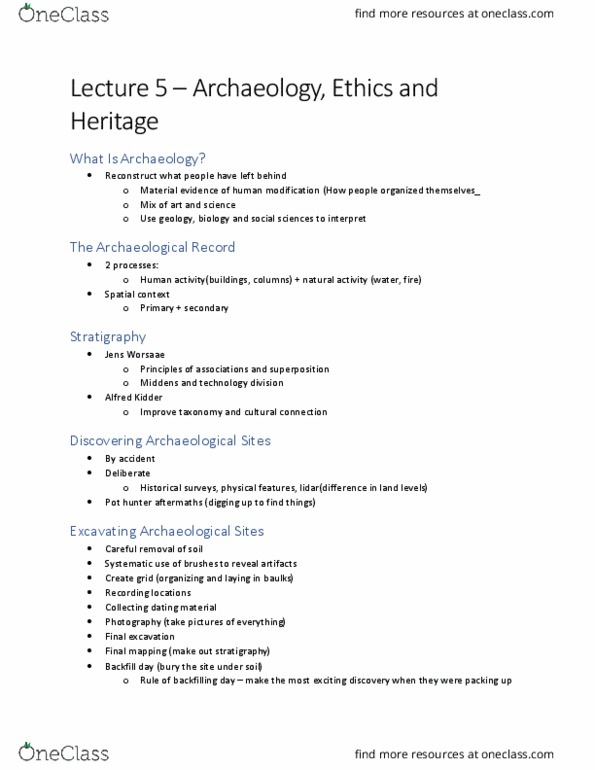 ANTH 1001 Lecture Notes - Lecture 5: Radiocarbon Dating, Lewis Binford, Processual Archaeology thumbnail