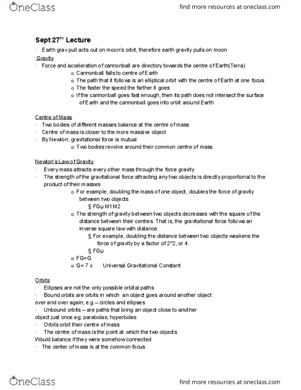 ASTR 1101 Lecture Notes - Lecture 5: Orbital Period, Oort Cloud, Orbital Speed thumbnail