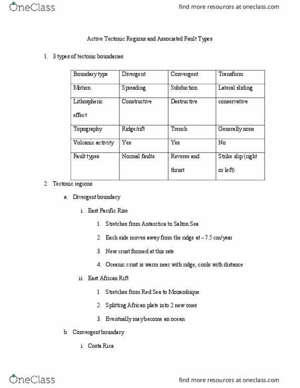 GSC 350 Lecture Notes - Lecture 2: East Pacific Rise, Salton Sea, Divergent Boundary thumbnail