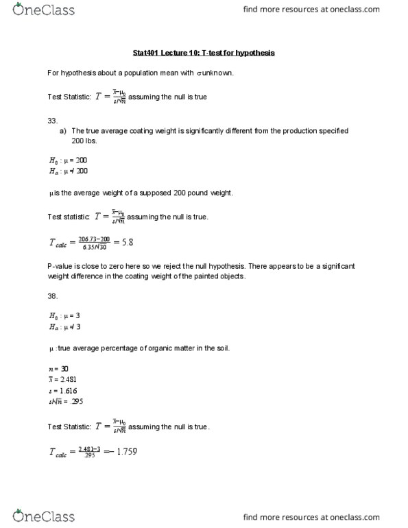 STAT 401 Lecture Notes - Lecture 10: Simple Random Sample, Null Hypothesis thumbnail