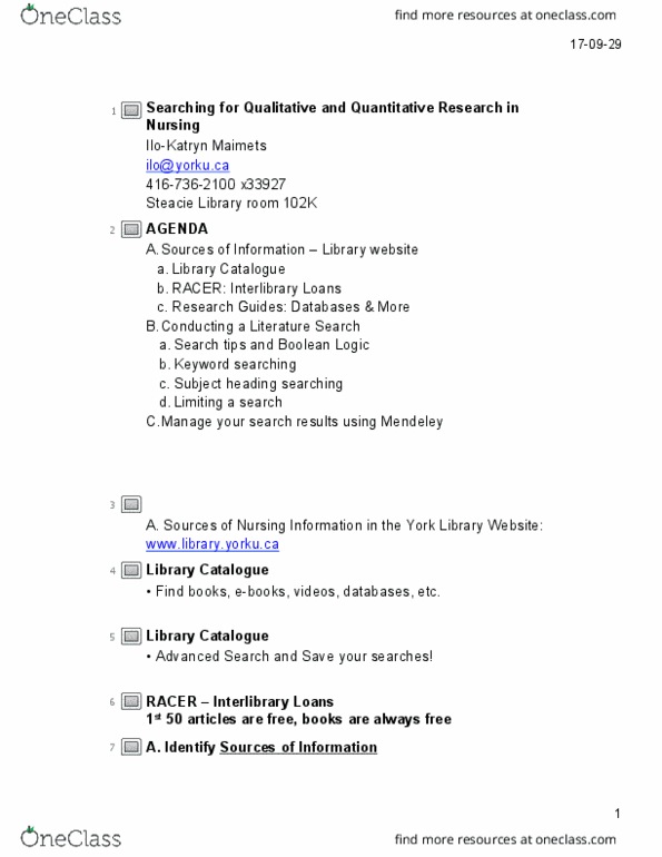 NURS 3515 Lecture Notes - Lecture 4: Cinahl, Google Scholar, Systematic Review thumbnail