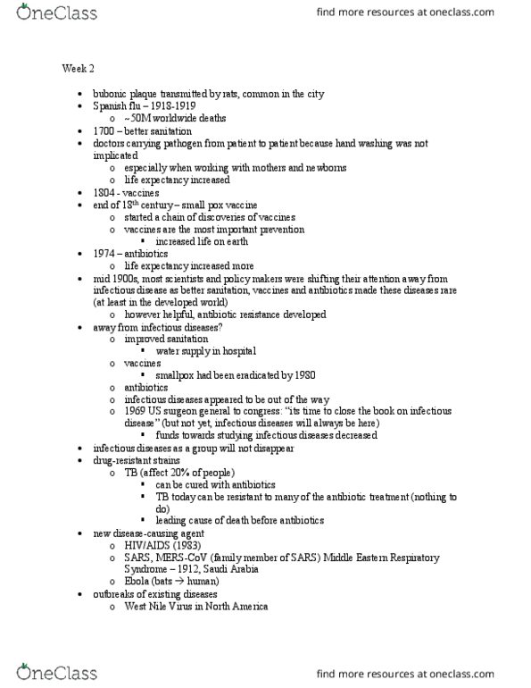 BIOL 2900 Lecture Notes - Lecture 2: Middle East Respiratory Syndrome, Surgeon General Of The United States, Antimicrobial Resistance thumbnail