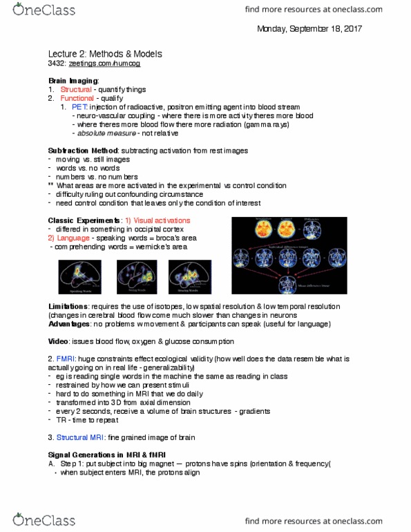 Psychology 3442F/G Lecture Notes - Lecture 2: Magnetic Susceptibility, Physics Of Magnetic Resonance Imaging, Functional Magnetic Resonance Imaging thumbnail