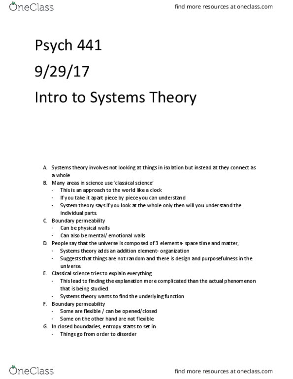 PSY 441 Lecture Notes - Lecture 2: Systems Theory, Psych, Amateur Radio thumbnail