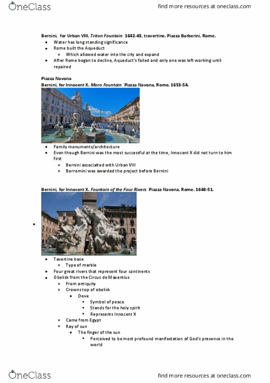 FAH279H5 Lecture Notes - Lecture 4: Piazza Navona, Barberini Family, Gian Lorenzo Bernini thumbnail