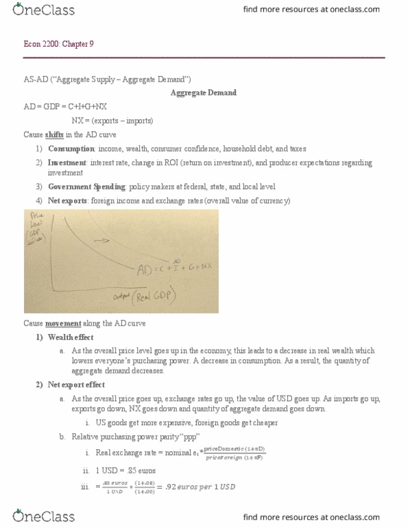 ECON 2200 Lecture Notes - Lecture 9: Household Debt, Aggregate Demand, Interest Rate thumbnail