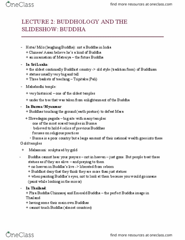 RLGN 2020 Lecture Notes - Lecture 2: Mahabodhi Temple, Shwedagon Pagoda, Buddhology thumbnail
