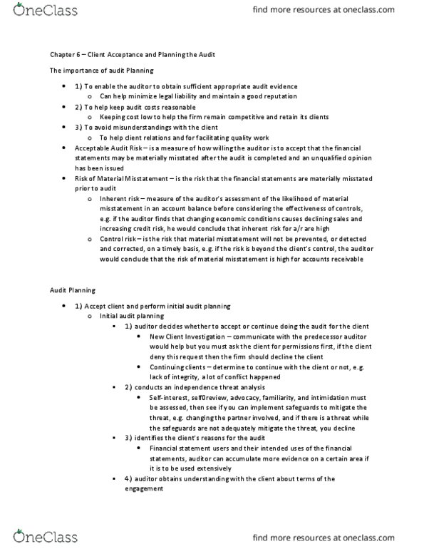 BU477 Lecture Notes - Lecture 6: Audit Risk, Audit Evidence, Financial Statement thumbnail