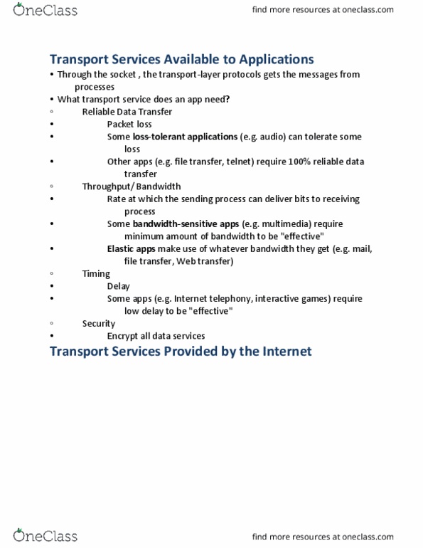 ENG EC 441 Lecture Notes - Lecture 6: Voice Over Ip, Packet Loss, Telnet thumbnail