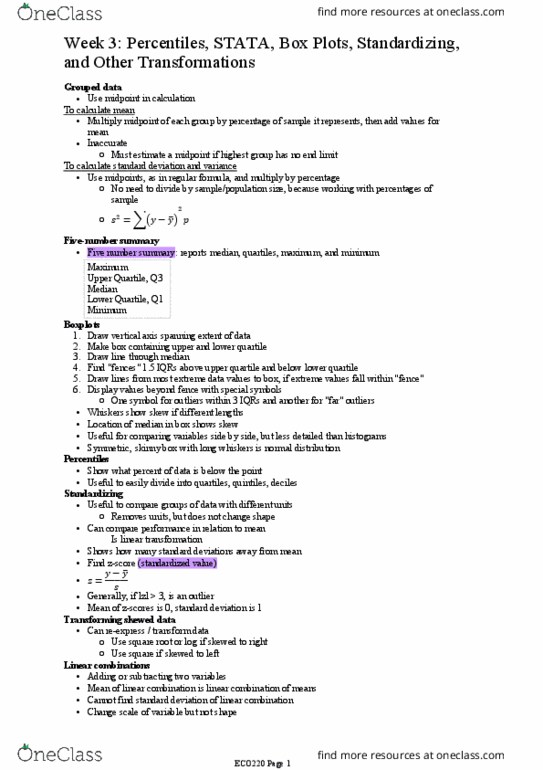 ECO220Y1 Lecture Notes - Lecture 3: Quartile, Stata, Standard Deviation thumbnail