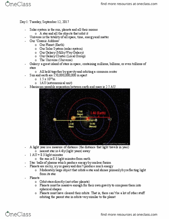 AST101H1 Lecture Notes - Lecture 1: Milky Way, Astronomical Unit, Local Group thumbnail