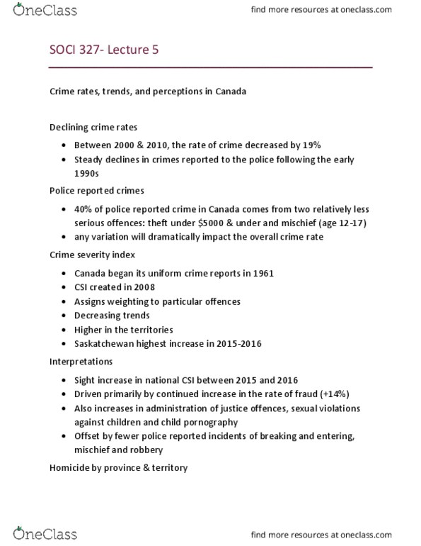 SOCI 327 Lecture Notes - Lecture 5: General Social Survey, Uniform Crime Reports, Baby Boom thumbnail