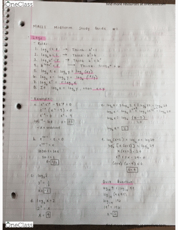 CAS MA 121 Midterm: MA121 Midterm 1 Study Guide - OneClass