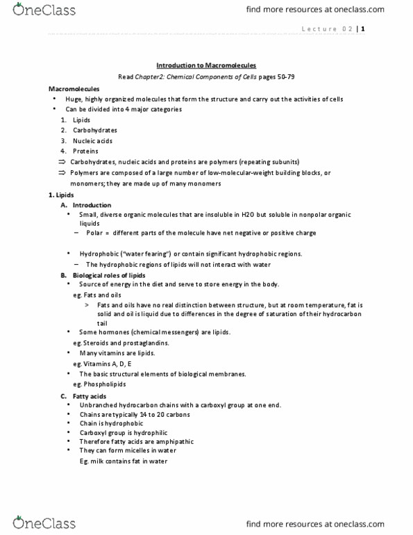 BIOL 2520 Lecture Notes - Lecture 2: Nicotinamide Adenine Dinucleotide, Cellulase, Cyclic Adenosine Monophosphate thumbnail