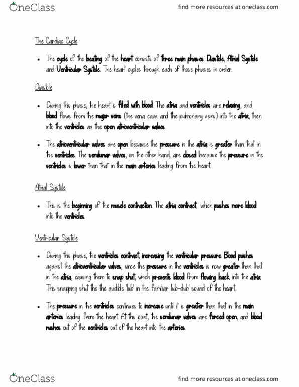 BIOL 101 Lecture Notes - Lecture 11: Heart Valve, Pulmonary Vein, Systolic Geometry thumbnail