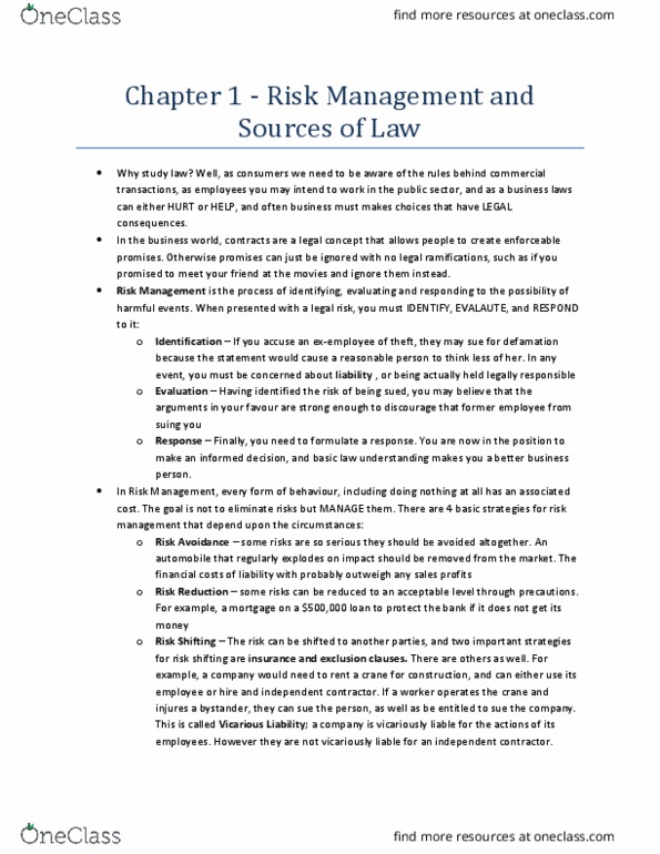 LAW 122 Lecture Notes - Lecture 1: Liability Insurance, Property Insurance, Corporate Crime thumbnail