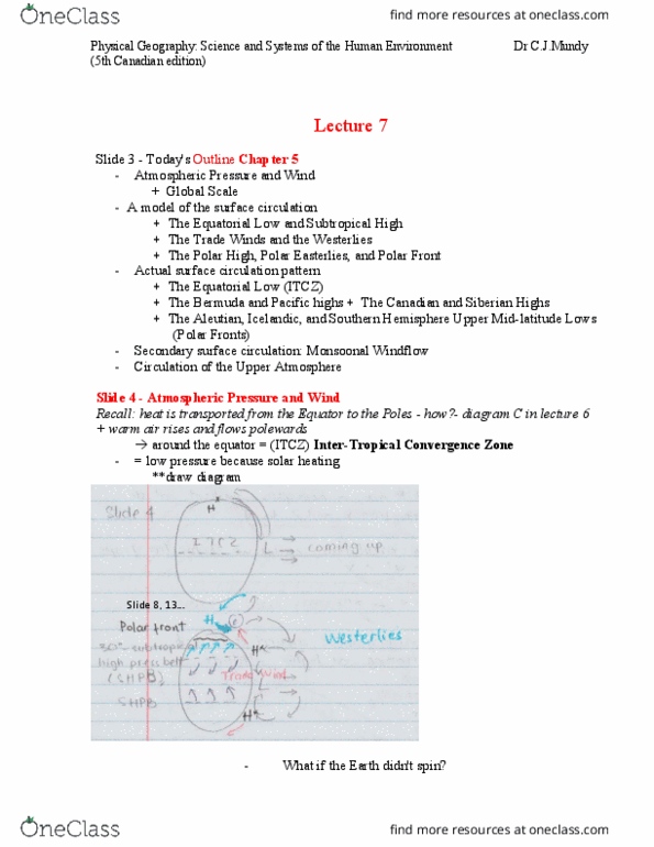 GEOG 1290 Lecture Notes - Lecture 7: Samuel Taylor Coleridge, Subtropical Ridge, Hadley Cell thumbnail