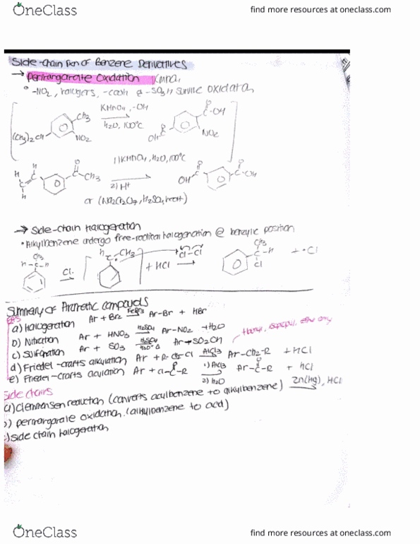CHEM 2020 Lecture 24: side chain rxn of benzene derivatives thumbnail