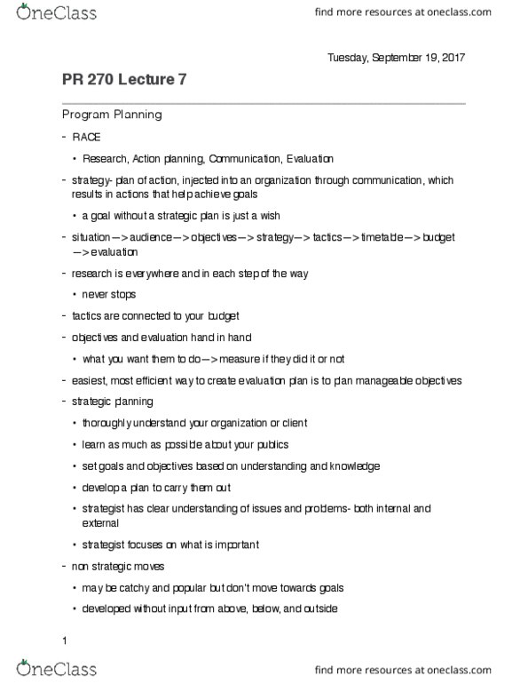 PBRL 270 Lecture Notes - Lecture 7: Evaluation Strategy, Task Management, Reputation Management thumbnail