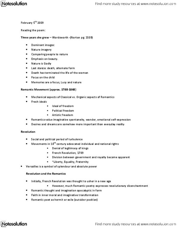 EN 1006 Lecture Notes - Centrality, Romantic Poetry, Political Freedom thumbnail