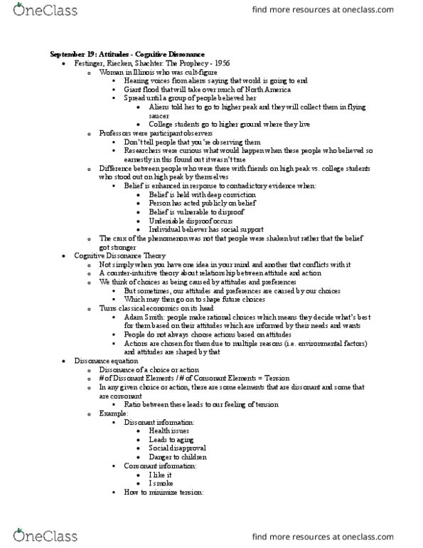 PSYC2241 Lecture Notes - Lecture 2: Cognitive Dissonance, Explicit Memory thumbnail