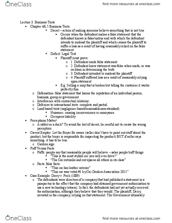 LAW 122 Lecture Notes - Lecture 3: Todd Mcfarlane, Tony Twist, Qualified Privilege thumbnail