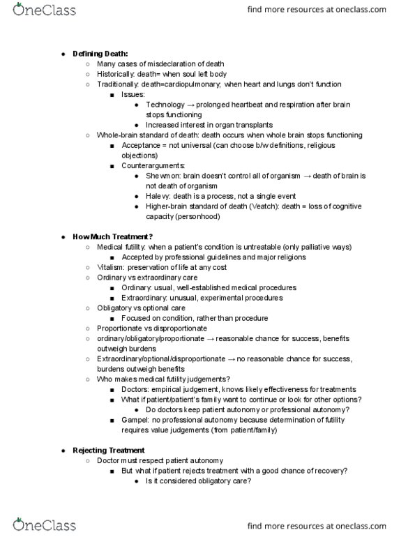 PHIL 1165 Chapter Notes - Chapter 3: Morphine, Best Interests, Organ Donation thumbnail