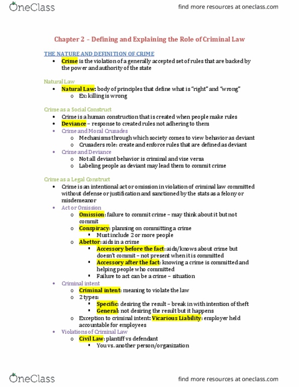 SOC 325L Chapter Notes - Chapter 2: Durham Rule, Abettor, Vicarious Liability thumbnail