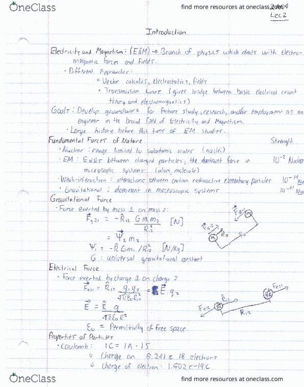 ENGPHYS 2A04 Lecture Notes - Lecture 2: Electric Field, Electrostatics thumbnail