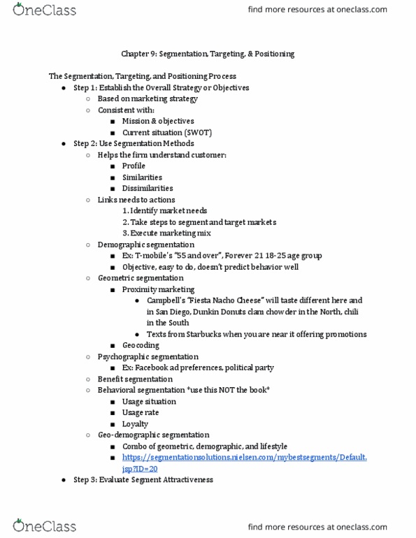 MKT-3010 Lecture Notes - Lecture 9: Geocoding, Marketing Mix, Swot Analysis thumbnail