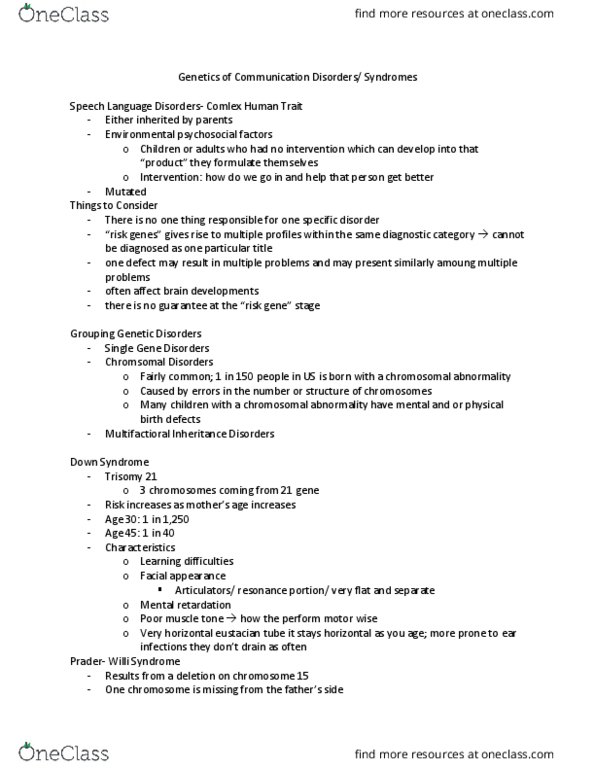 CSD 212 Lecture Notes - Lecture 9: Eustachian Tube, Congenital Heart Defect, Short Stature thumbnail